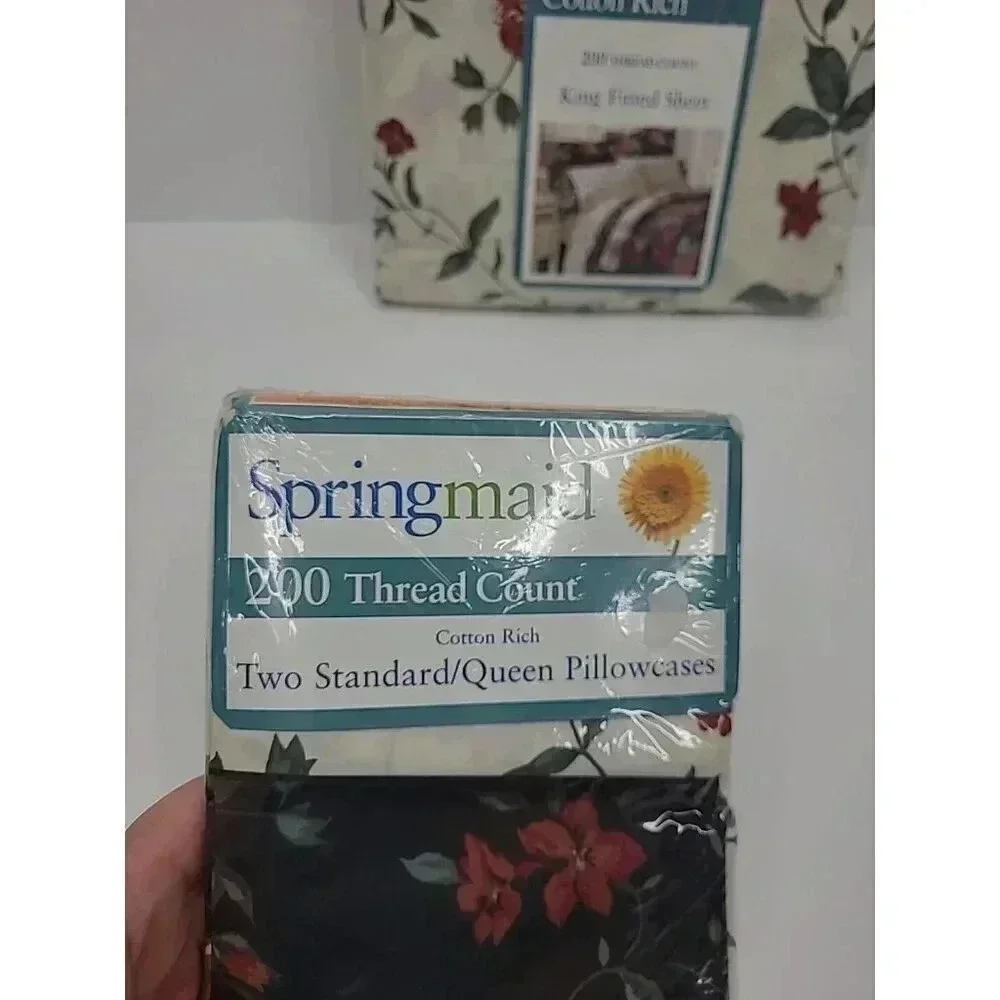 Vintage Springmaid Jasmine King Size Sheet Set New in Package Roses 200 Thread